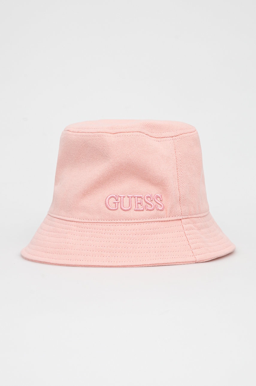 

Памучна капела Guess в розово от памук, Розов