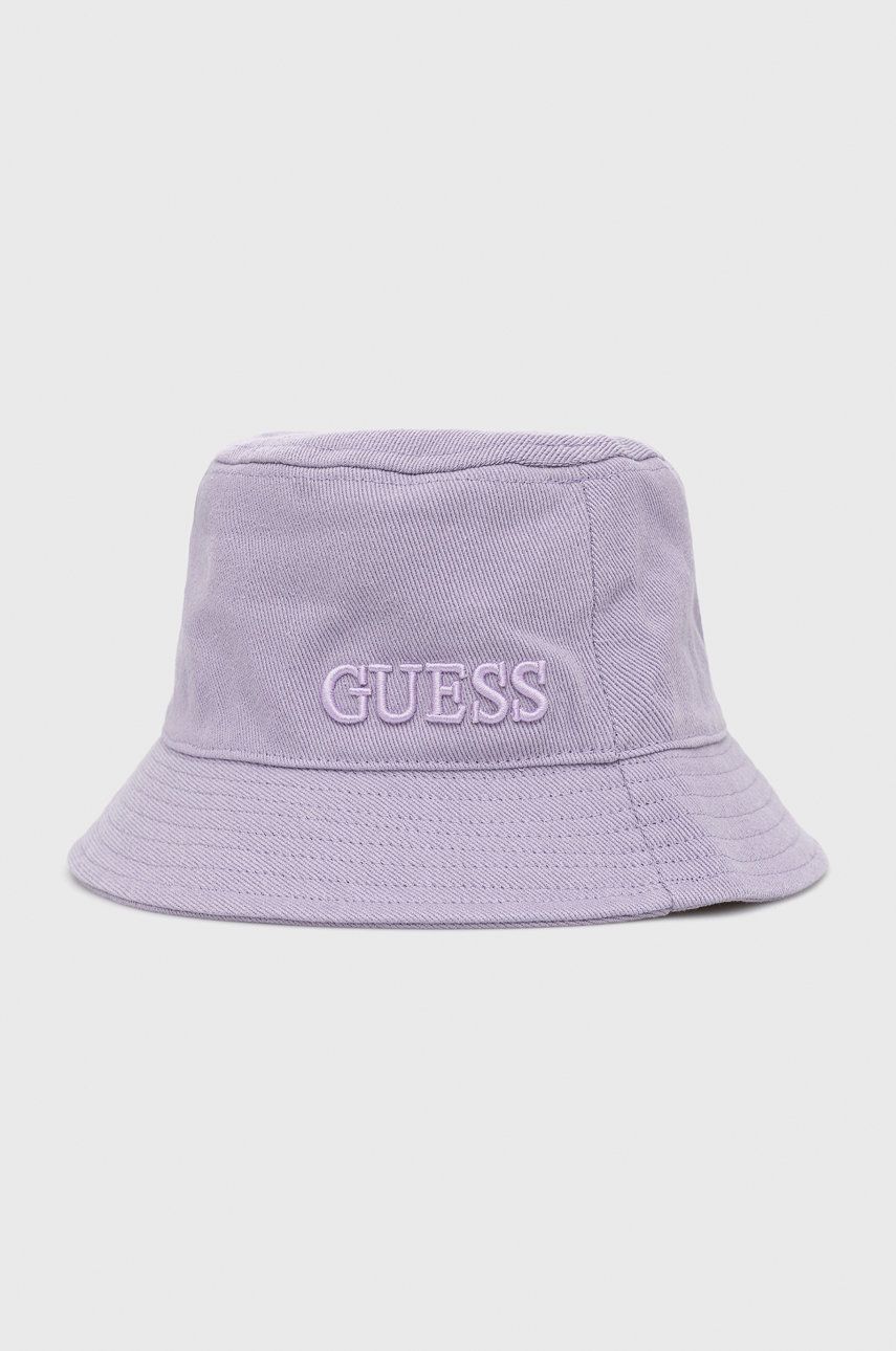 Guess kapelusz bawełniany kolor fioletowy bawełniany