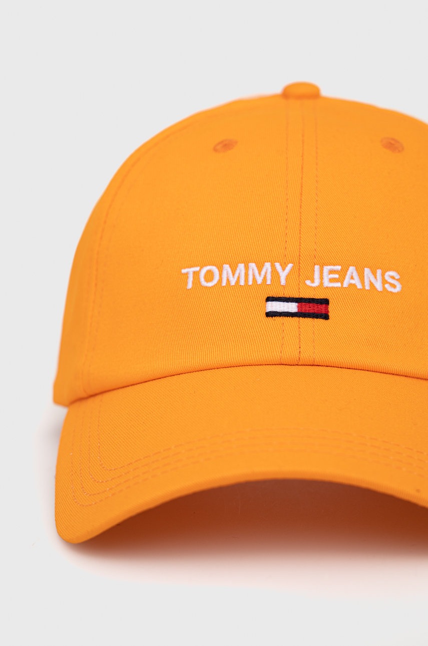 

Бавовняна кепка Tommy Jeans колір помаранчевий з аплікацією