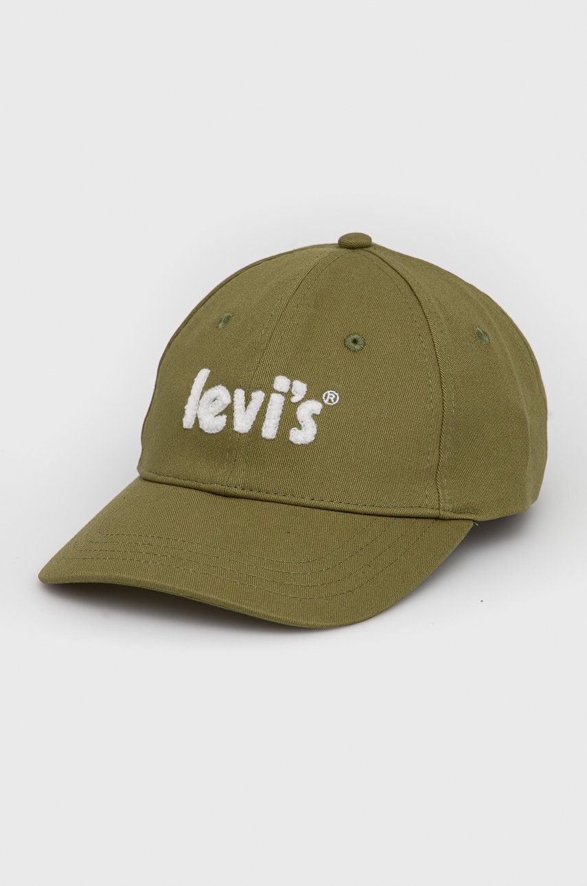 Levi’s caciula din bumbac culoarea verde, cu imprimeu imagine reduceri black friday 2021 answear.ro