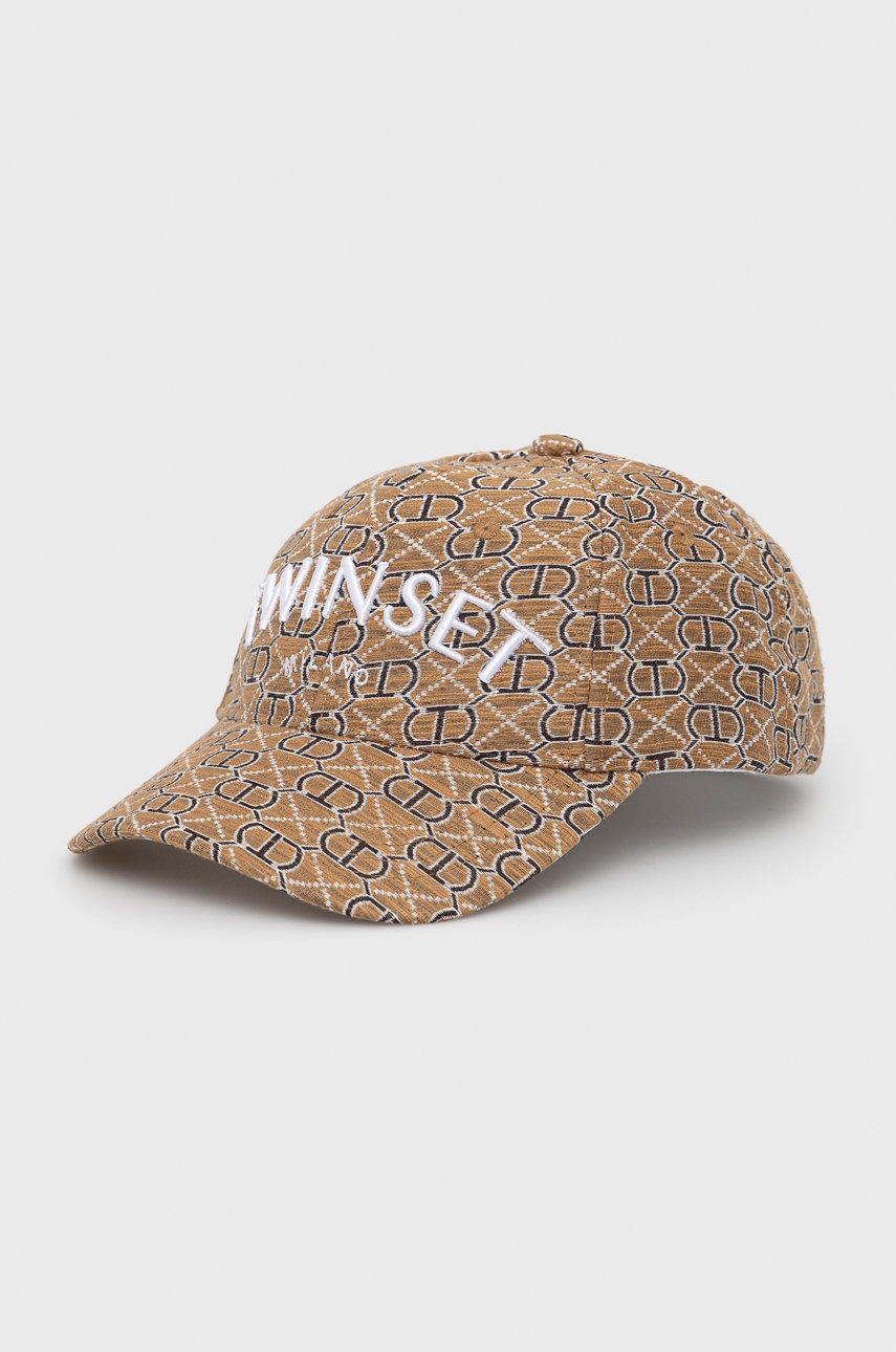 

Шапка Twinset в кафяво с десен, Кафяв