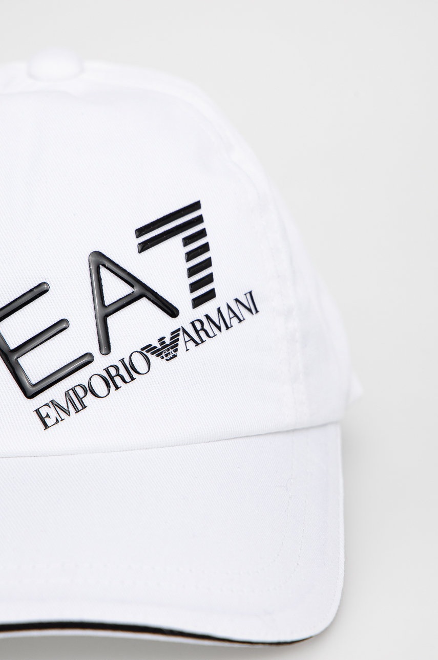 

Бавовняна кепка EA7 Emporio Armani колір білий з аплікацією