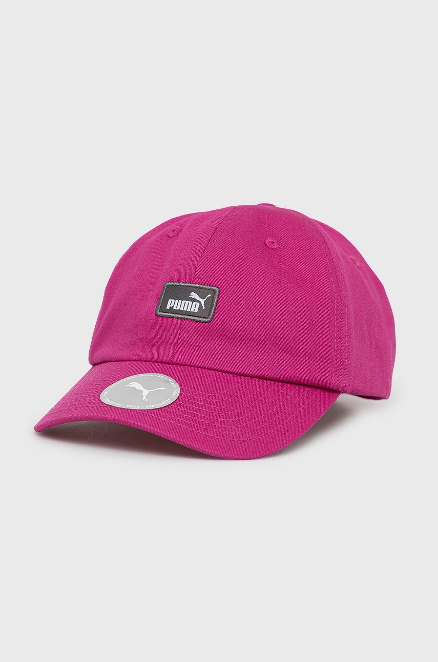 Puma czapka bawełniana 2366906 kolor różowy z aplikacją