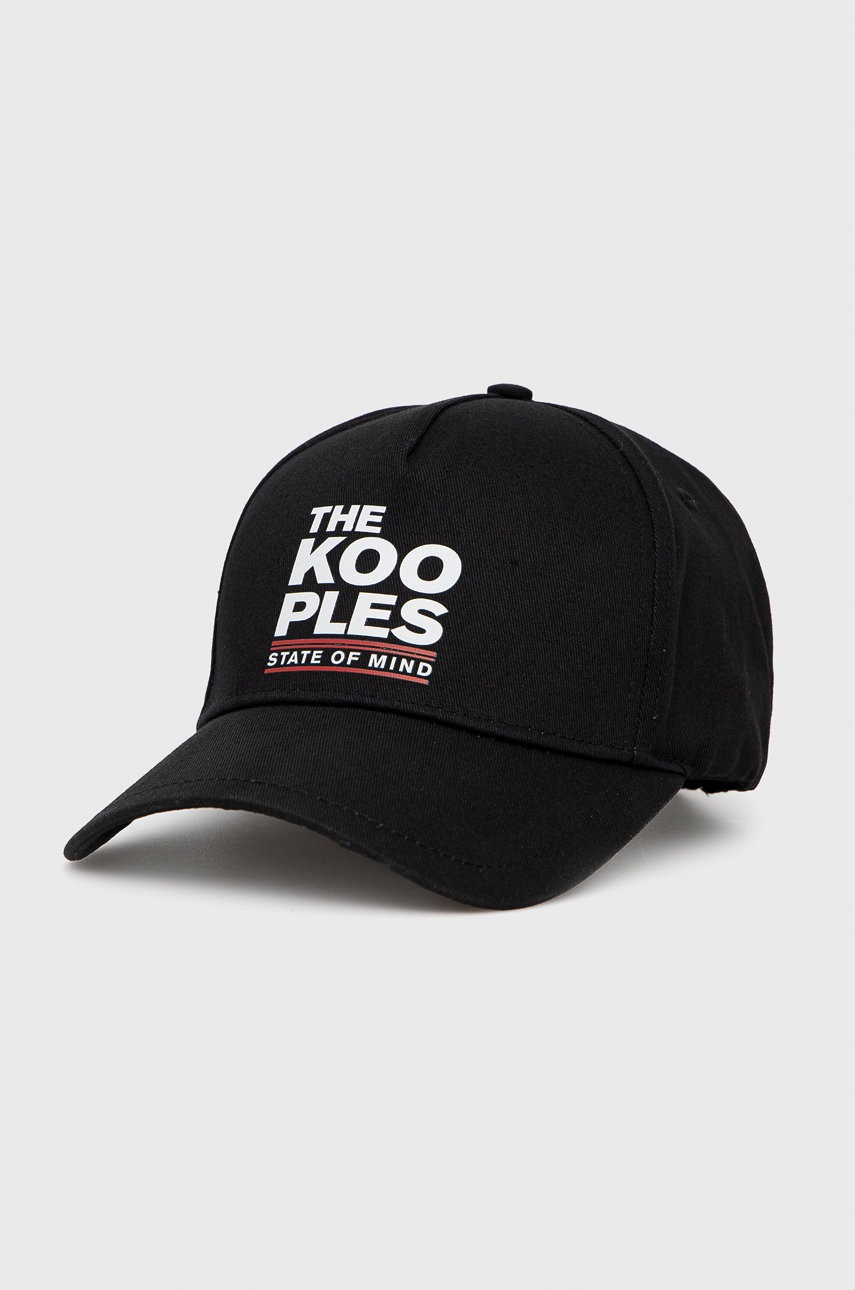

Памучна шапка The Kooples в черно с принт, Черен