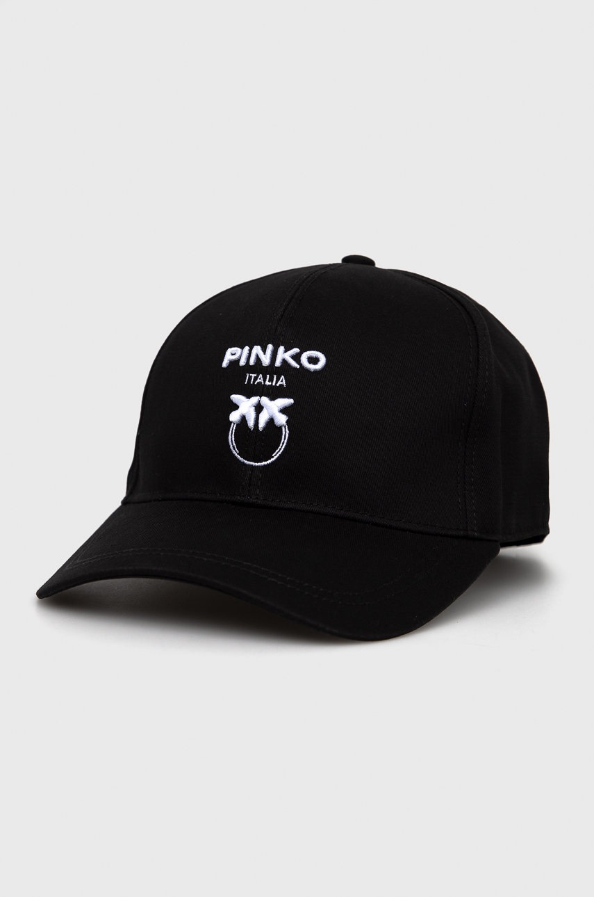 

Шапка Pinko в черно с изчистен дизайн, Черен