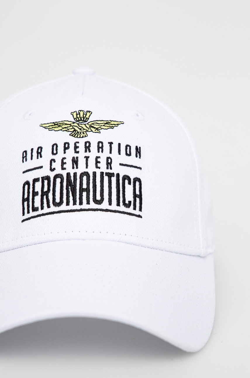 

Хлопковая кепка Aeronautica Militare цвет белый с аппликацией