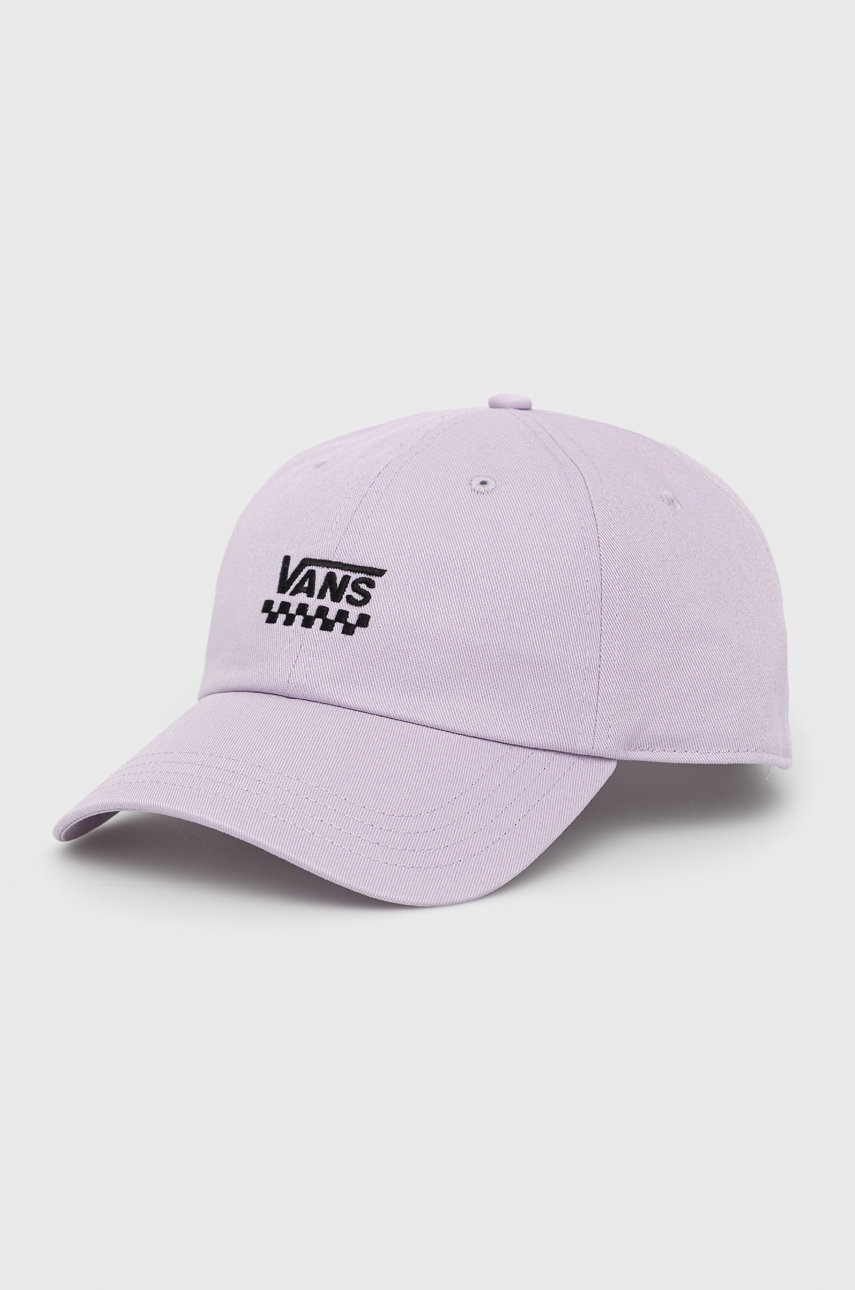 

Памучна шапка Vans в лилаво с апликация, Виолетов