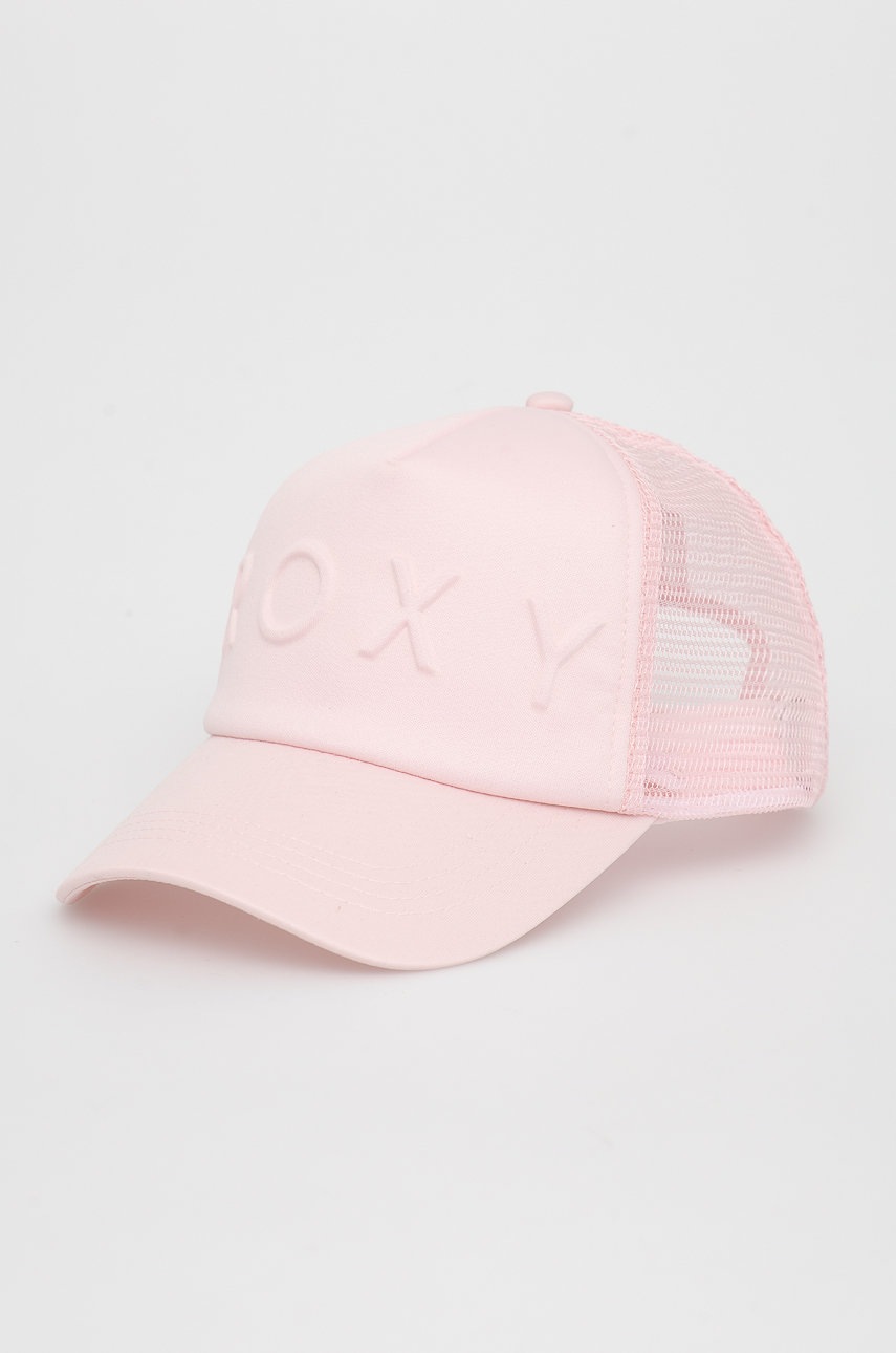 

Шапка Roxy в розово с изчистен дизайн, Розов
