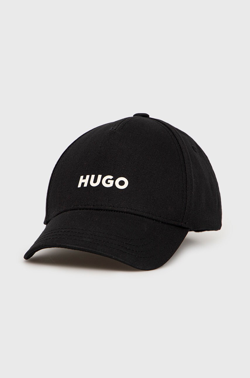Hugo caciula din bumbac culoarea negru, cu imprimeu