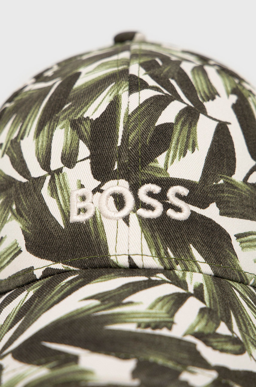 

Хлопковая кепка Boss цвет зелёный узор