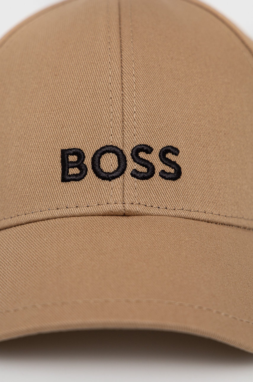 

Бавовняна кепка Boss колір бежевий однотонна