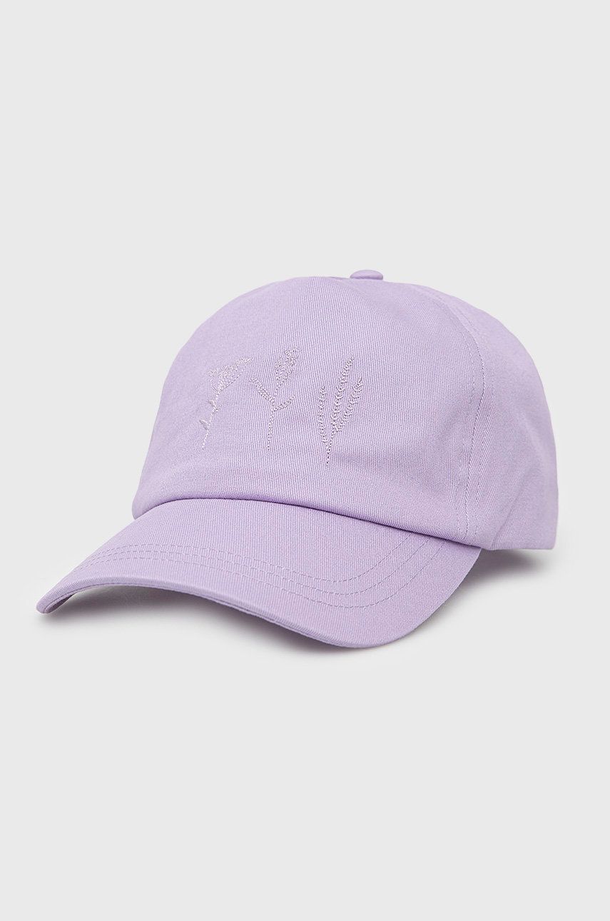 Outhorn czapka bawełniana kolor fioletowy z aplikacją