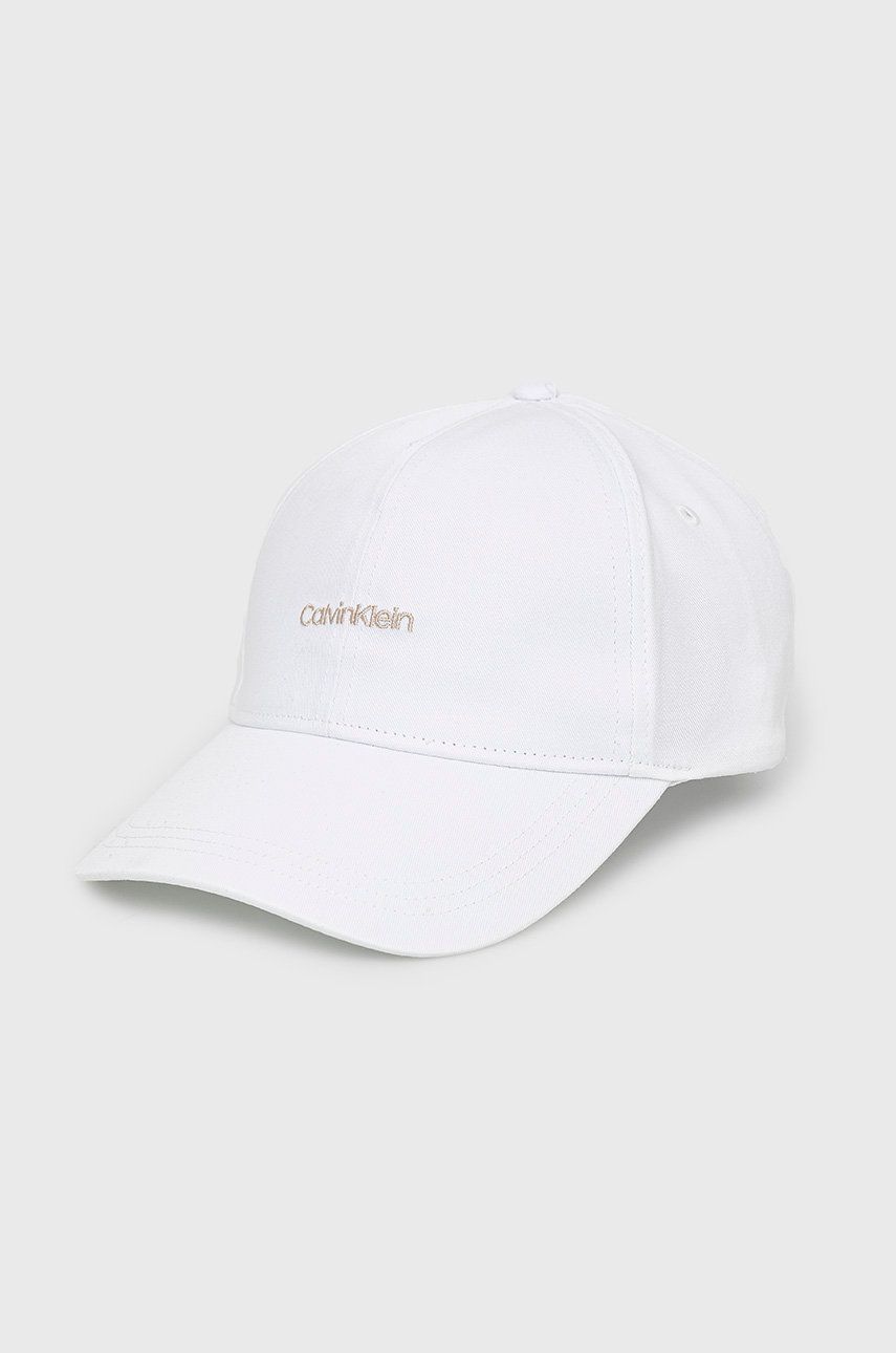 Calvin Klein czapka kolor biały gładka