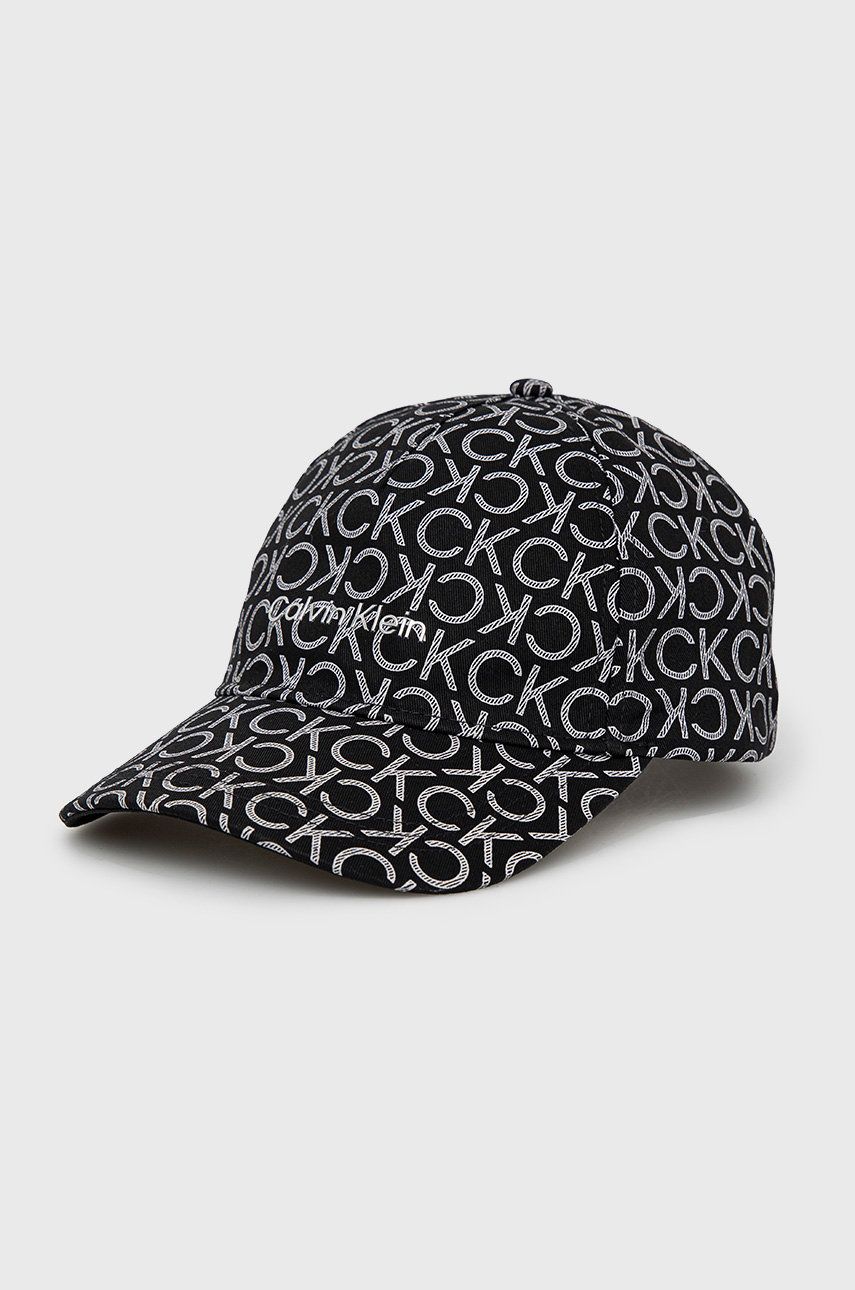 Calvin Klein czapka kolor czarny wzorzysta