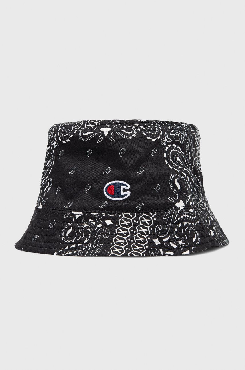 Levně Oboustranný bavlněný klobouk Champion 805505 černá barva, bavlněný