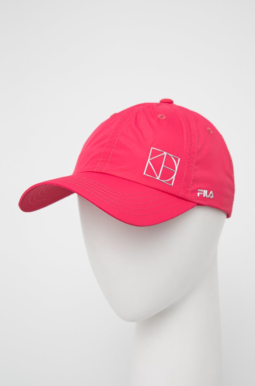 Čepice Fila růžová barva, hladká - růžová -  100% Polyester