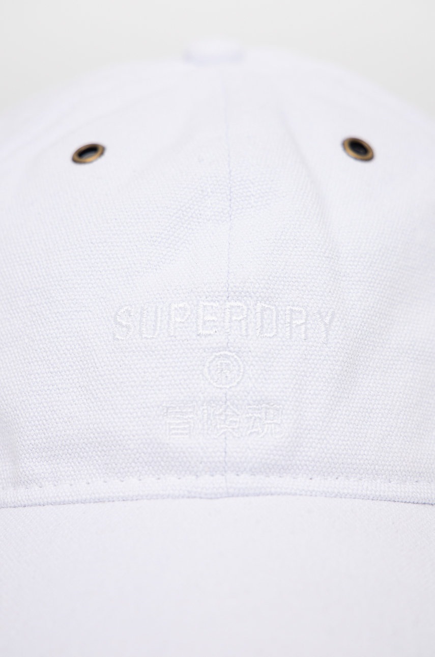 

Хлопковая кепка Superdry цвет белый однотонная