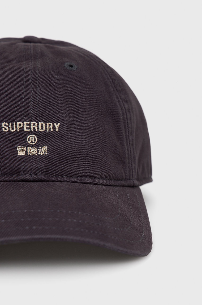 

Хлопковая кепка Superdry цвет синий однотонная