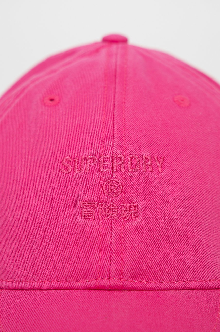 

Бавовняна кепка Superdry колір рожевий однотонна