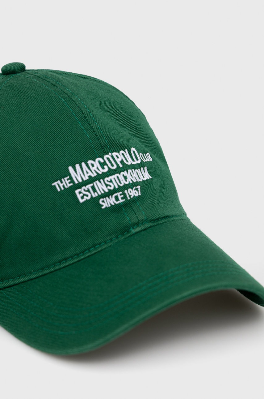 

Хлопковая кепка Marc O'Polo цвет зелёный с аппликацией
