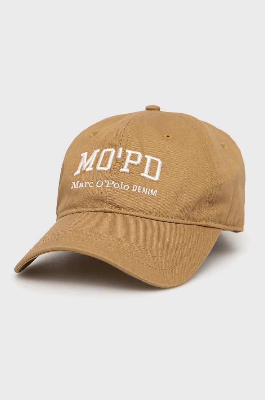 

Памучна шапка Marc O'Polo Denim в кафяво с апликация, Кафяв