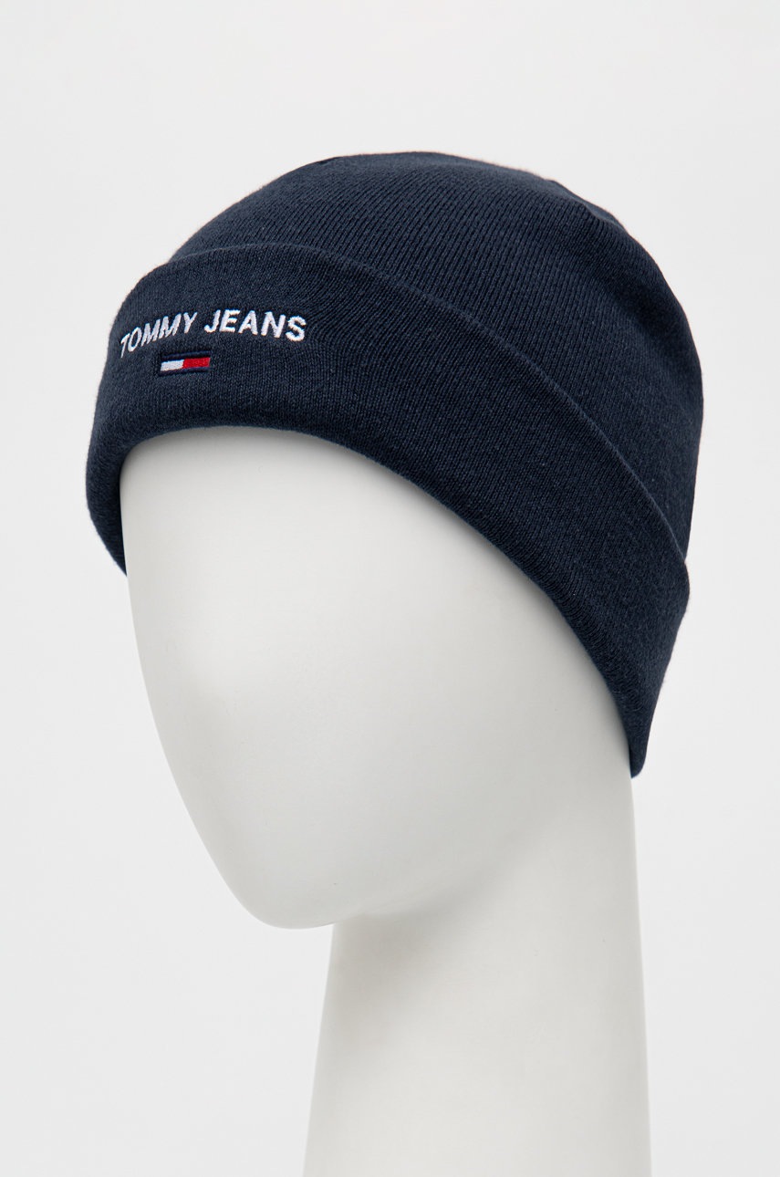 

Хлопковая шапка Tommy Hilfiger цвет синий из тонкого трикотажа хлопковая