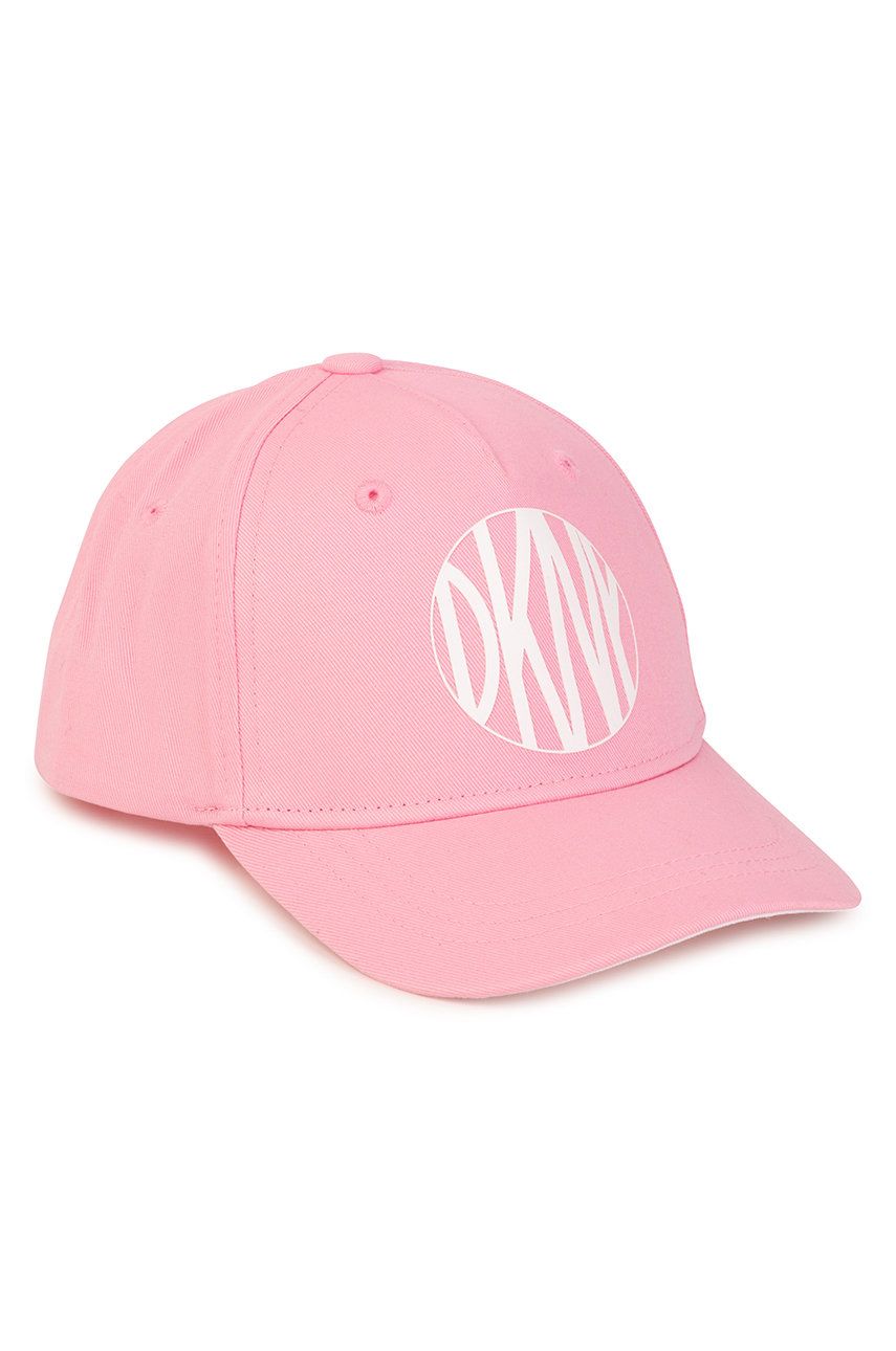 E-shop Dětská bavlněná čepice Dkny růžová barva, s potiskem