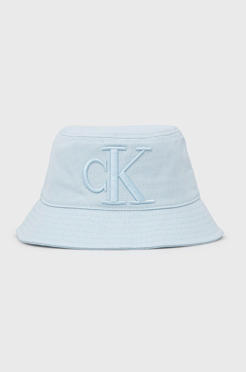 

Детска памучна капела Calvin Klein Jeans от памук, Син