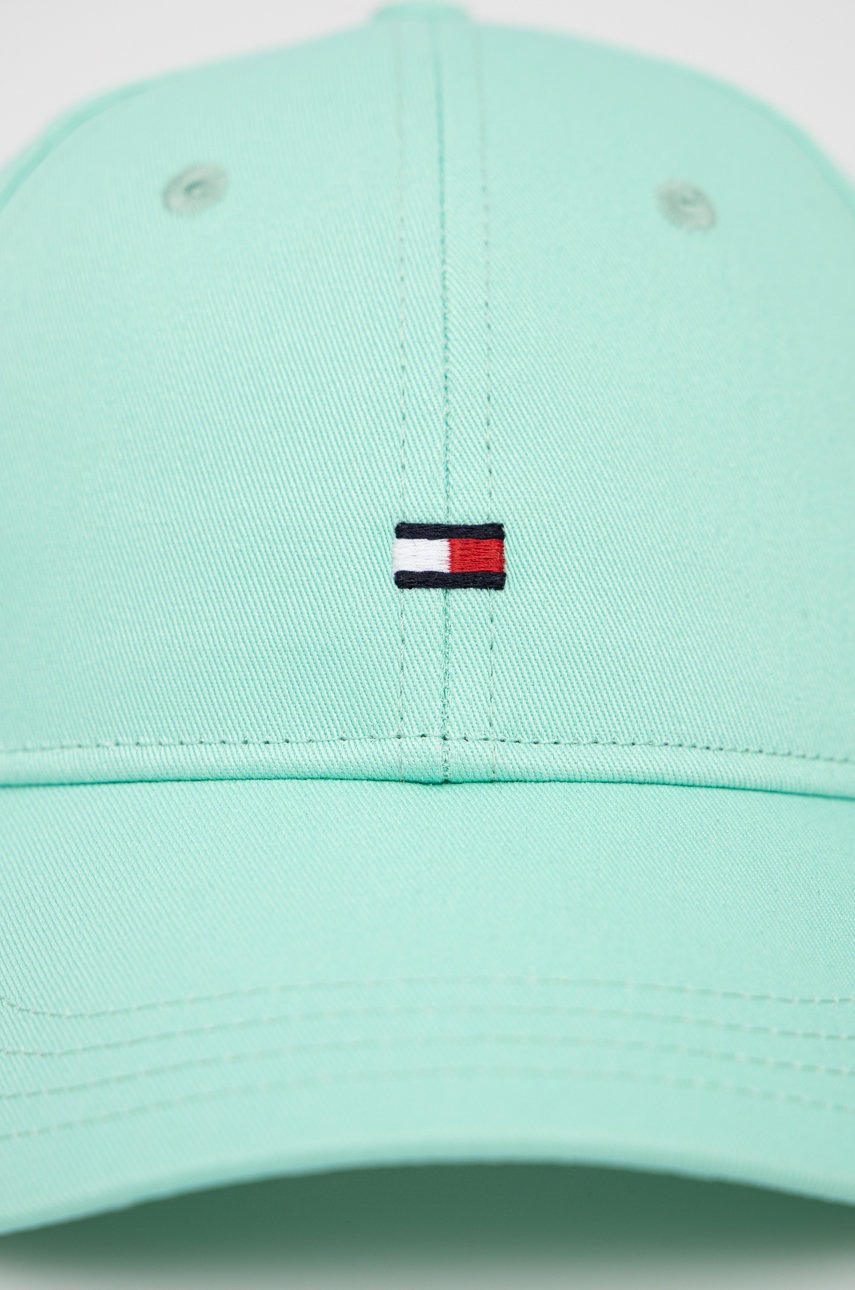 

Дитяча бавовняна шапка Tommy Hilfiger колір бірюзовий однотонна