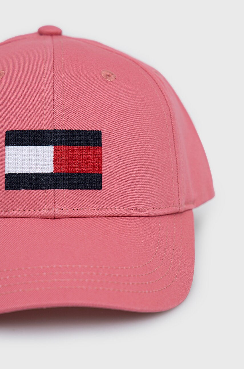 

Дитяча Бавовняна кепка Tommy Hilfiger колір рожевий з аплікацією