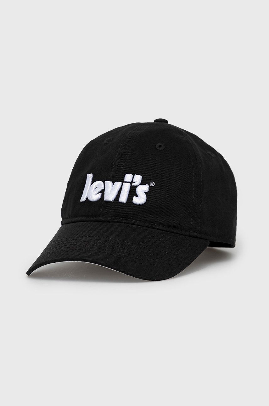 E-shop Bavlněná čepice Levi's černá barva, s aplikací