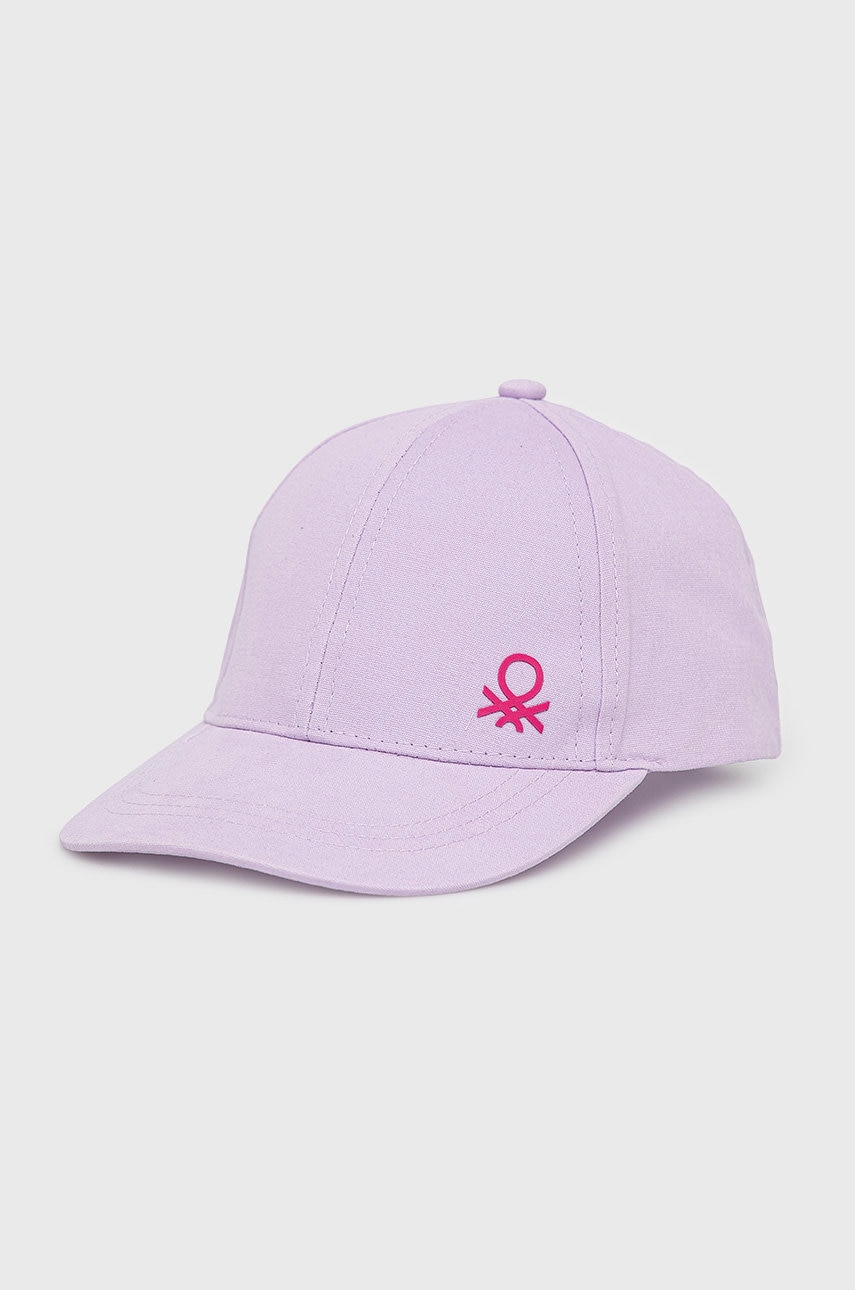 United colors of benetton caciula de bumbac pentru copii culoarea violet, cu imprimeu