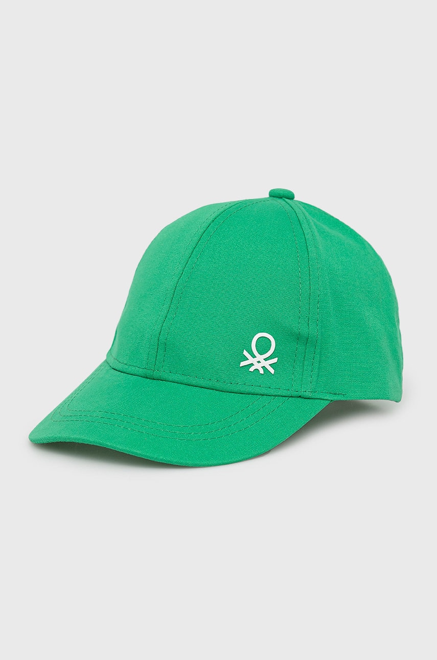 United colors of benetton caciula de bumbac pentru copii culoarea verde, cu imprimeu