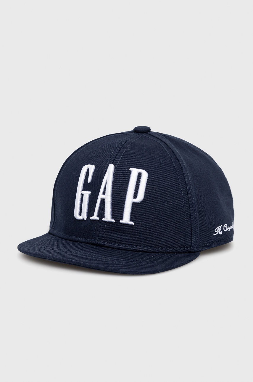 

Детска памучна шапка GAP в тъмносиньо с апликация, Тъмносин