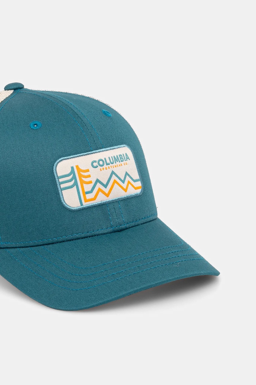Детская шапка Columbia цвет зелёный с аппликацией