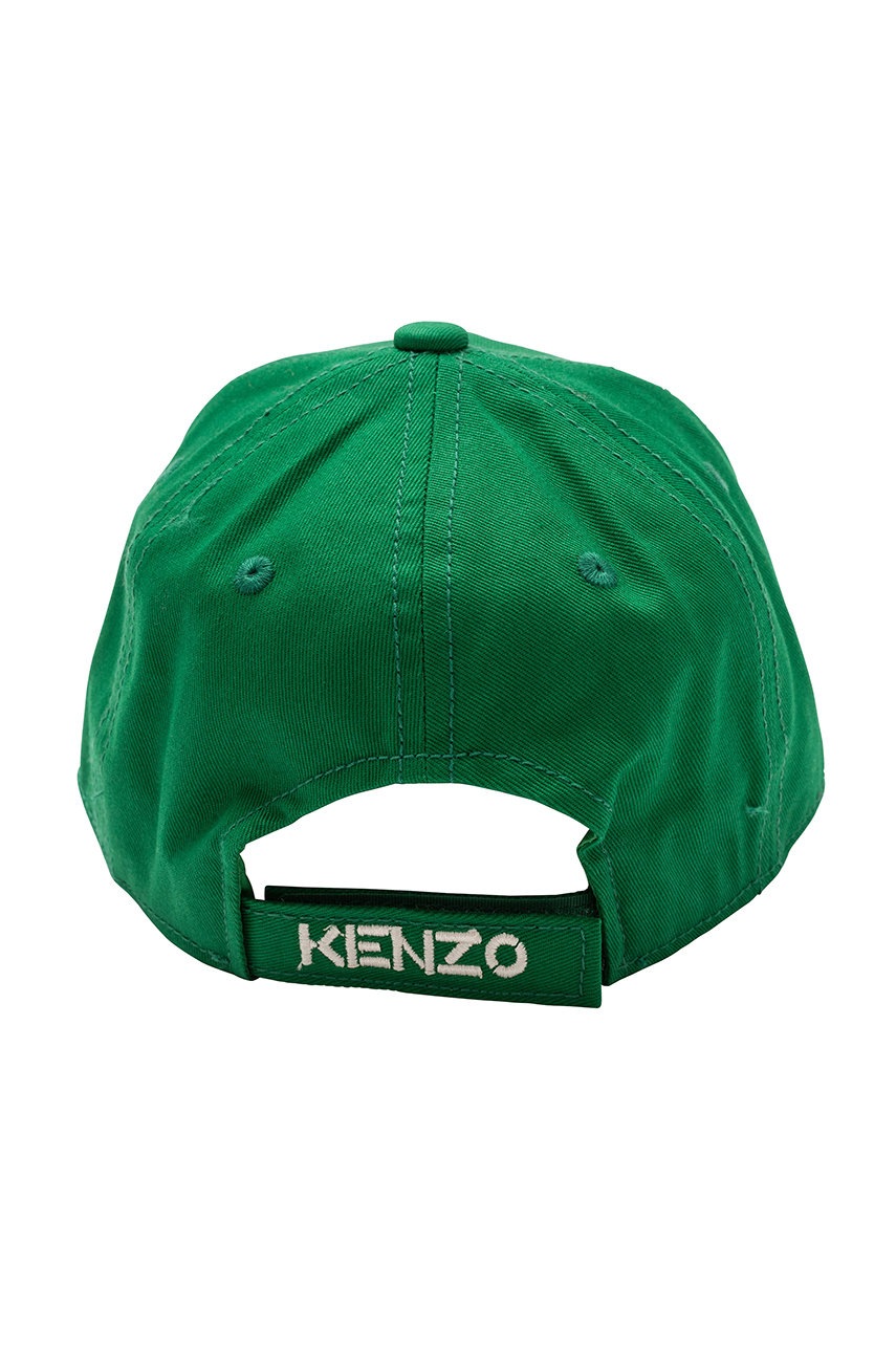 

Дитяча Бавовняна кепка Kenzo Kids колір зелений з аплікацією
