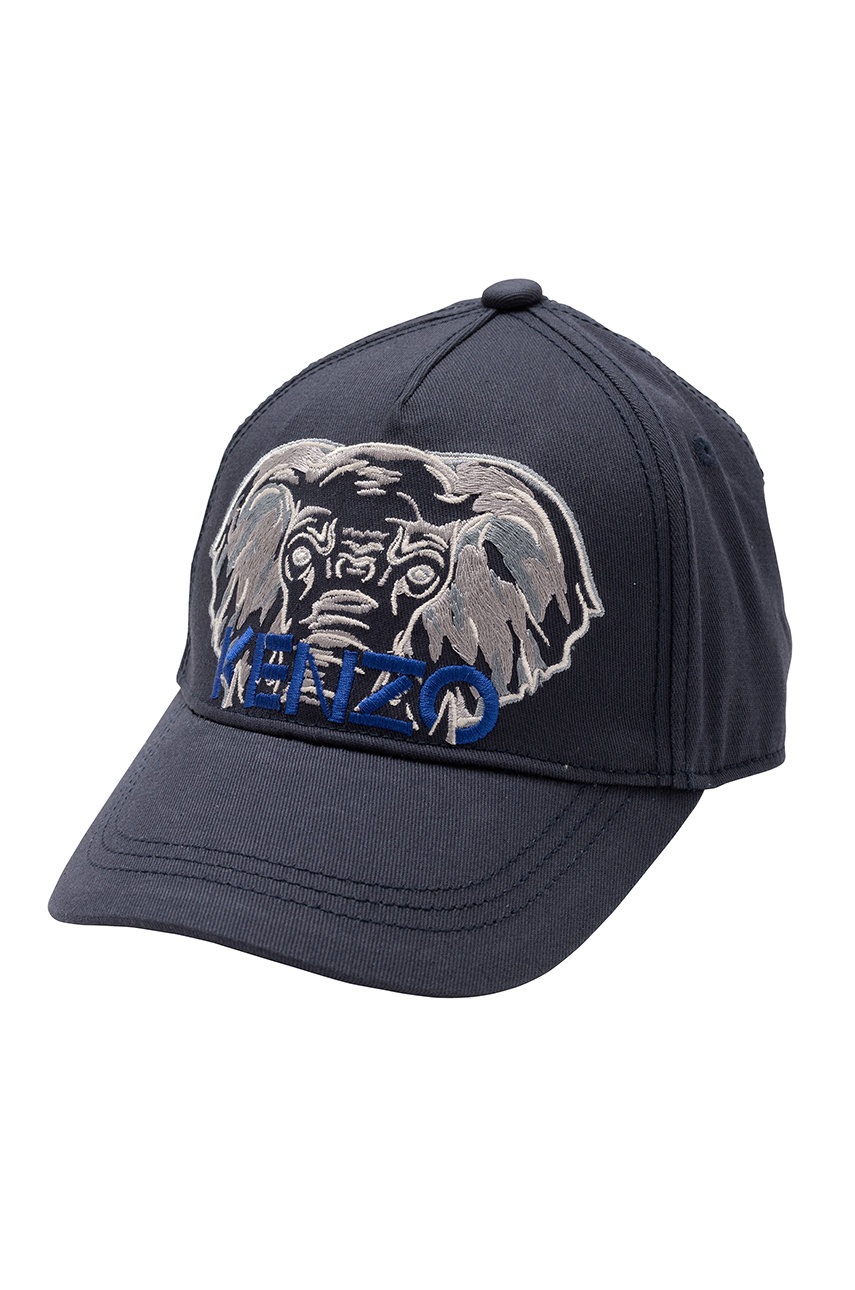 

Детска памучна шапка Kenzo Kids в сиво с апликация, Сив