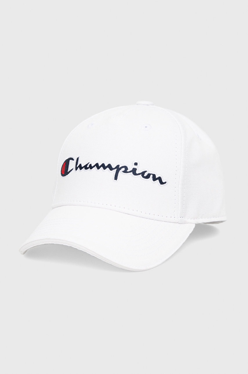 

Детска памучна шапка Champion в бяло с апликация, Бял