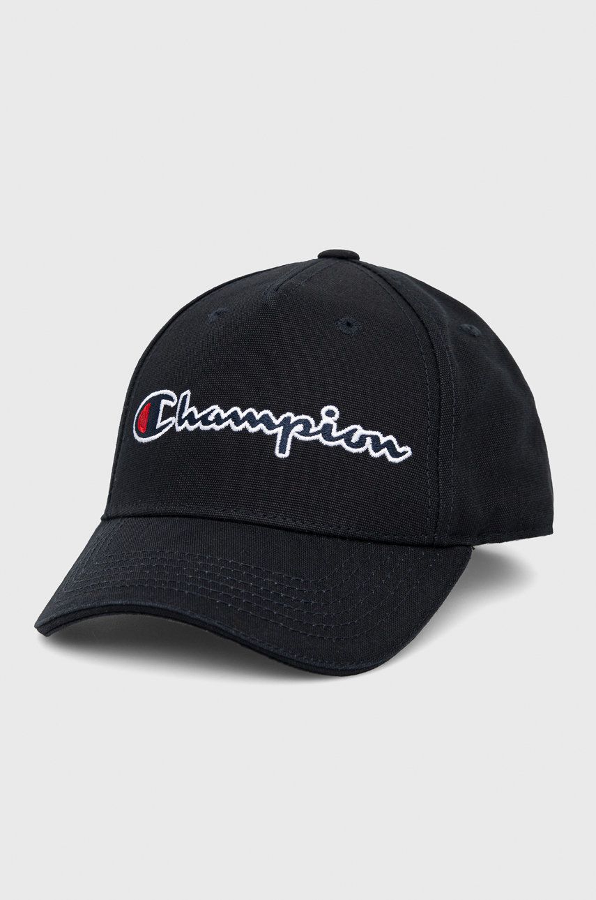 Champion czapka bawełniana dziecięca kolor czarny z aplikacją