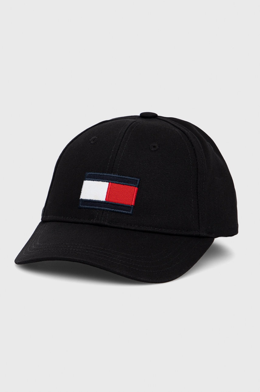 

Дитяча бавовняна кепка Tommy Hilfiger колір чорний з аплікацією
