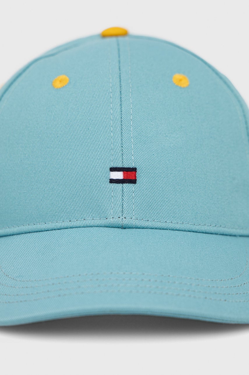 Детская хлопковая шапка Tommy Hilfiger цвет бирюзовый
