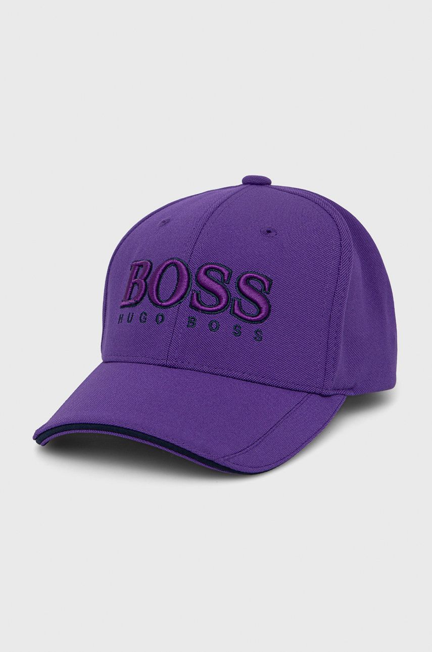 Boss Czapka BOSS ATHLEISURE kolor fioletowy gładka