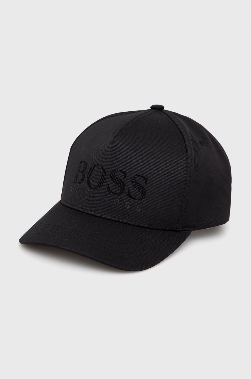 

Шапка Boss Boss Athleisure в черно с апликация, Черен