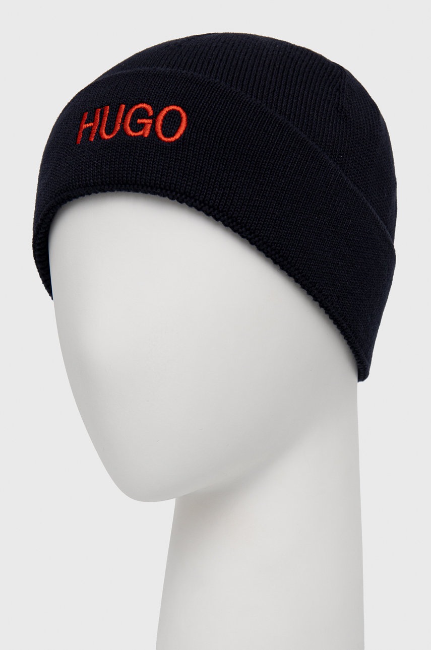 

Хлопковая шапка Hugo цвет синий из тонкого трикотажа хлопковая