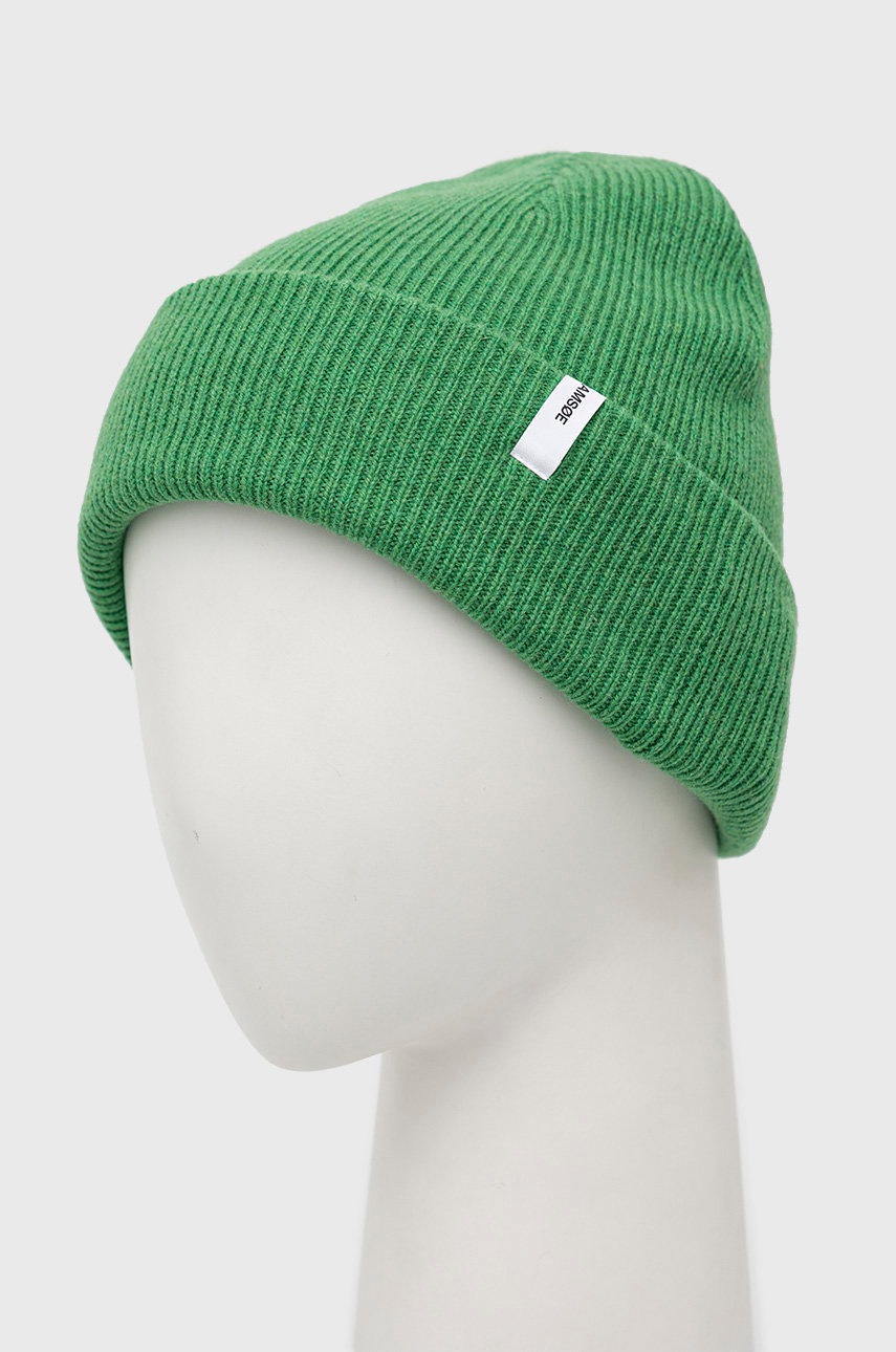 

Шерстяная шапка Samsoe Samsoe цвет зелёный из толстого трикотажа шерсть