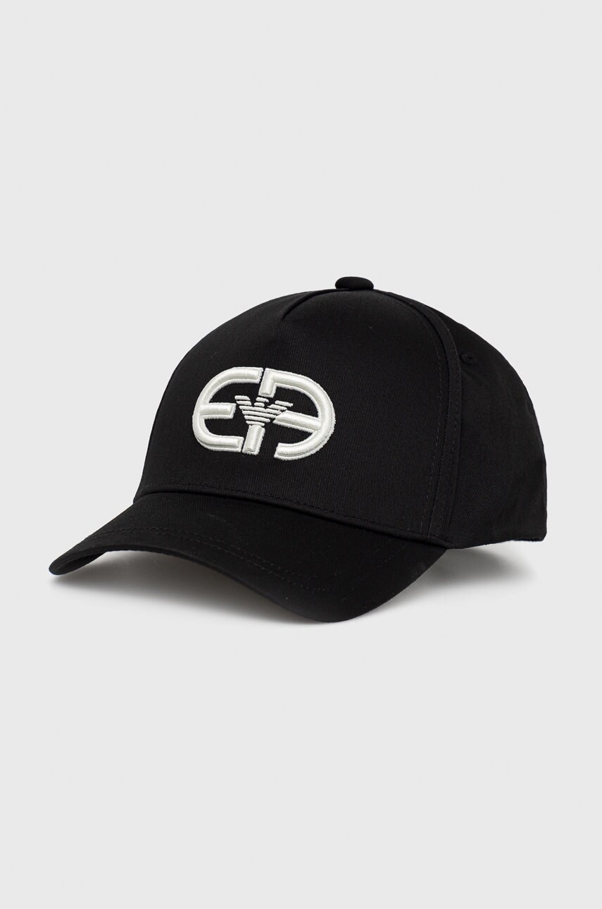 Emporio Armani caciula din bumbac culoarea negru, cu imprimeu answear.ro