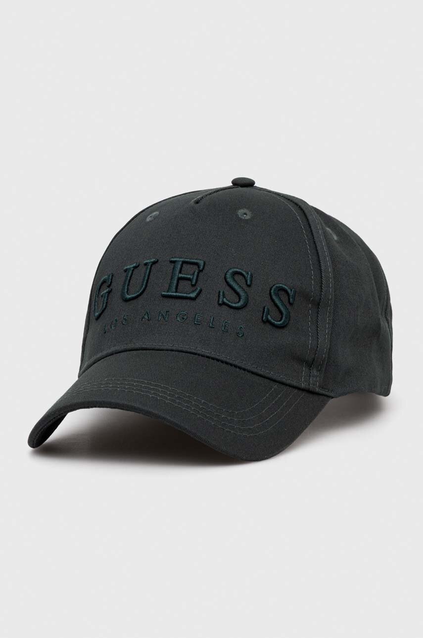 

Хлопковая кепка Guess цвет зелёный с аппликацией