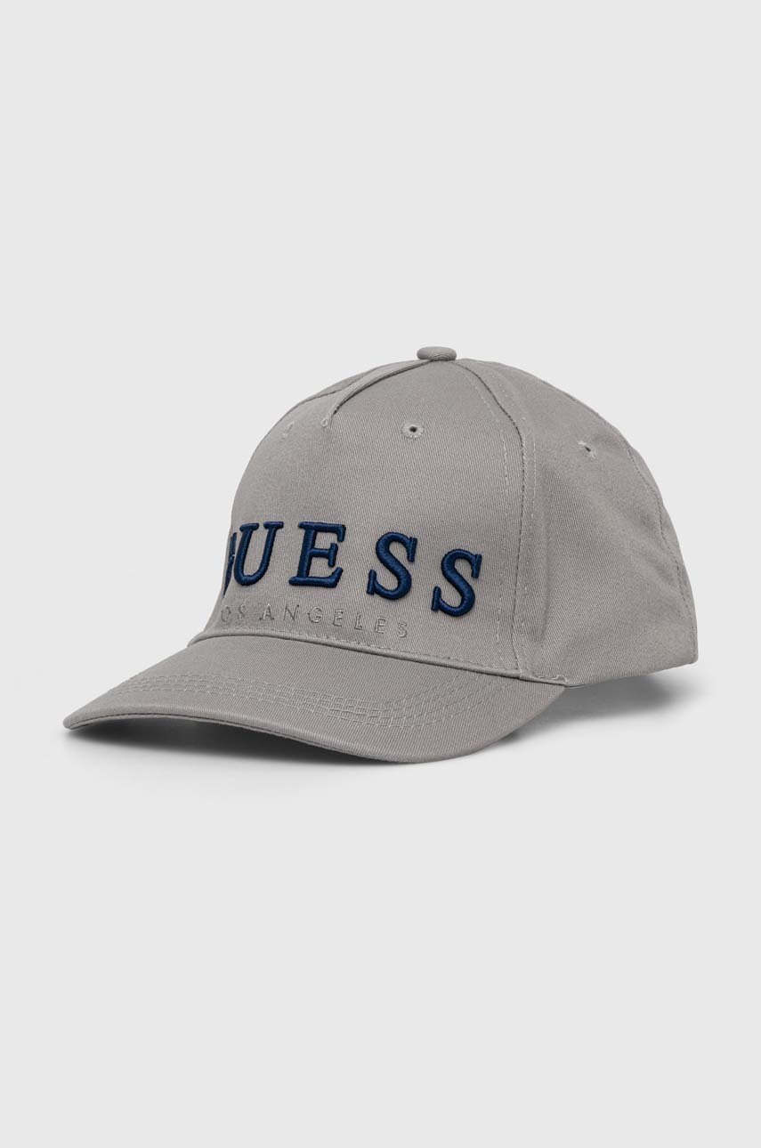 

Кепка Guess колір сірий візерунок