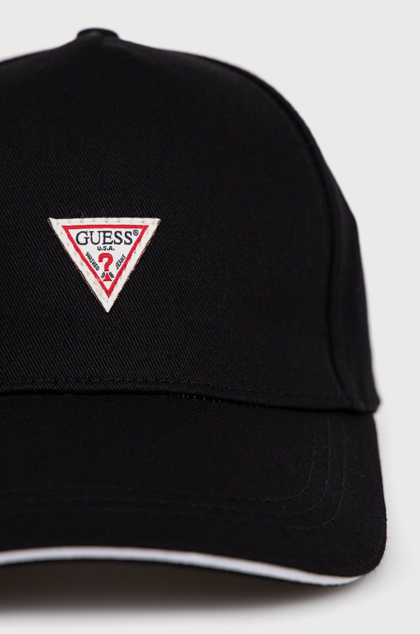 

Бавовняна кепка Guess колір чорний гладка