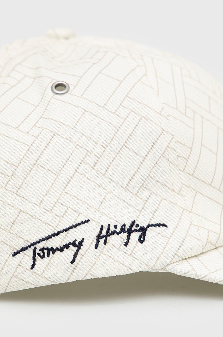 

Хлопковая кепка Tommy Hilfiger цвет бежевый однотонная